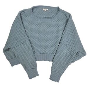 Newbury Kustom Blue Chunky Knit Oversized Cropped Sweater Women's Size‎ Large